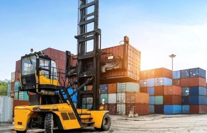 A hoist, a lift in a container terminal at the dock A hoist, a lift in a container terminal at the dock